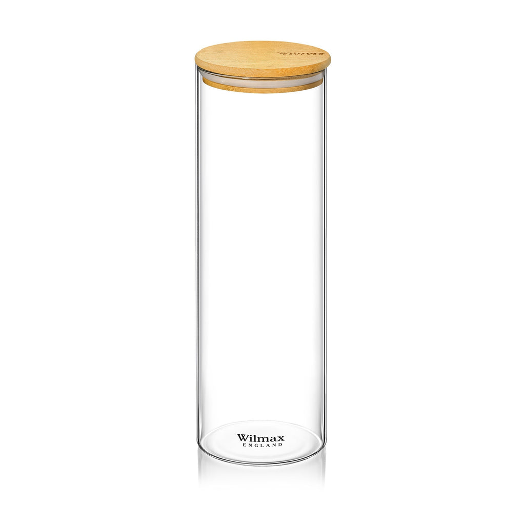 Wilmax Vorratsglas 2000 ml mit Bambusdeckel Transparent