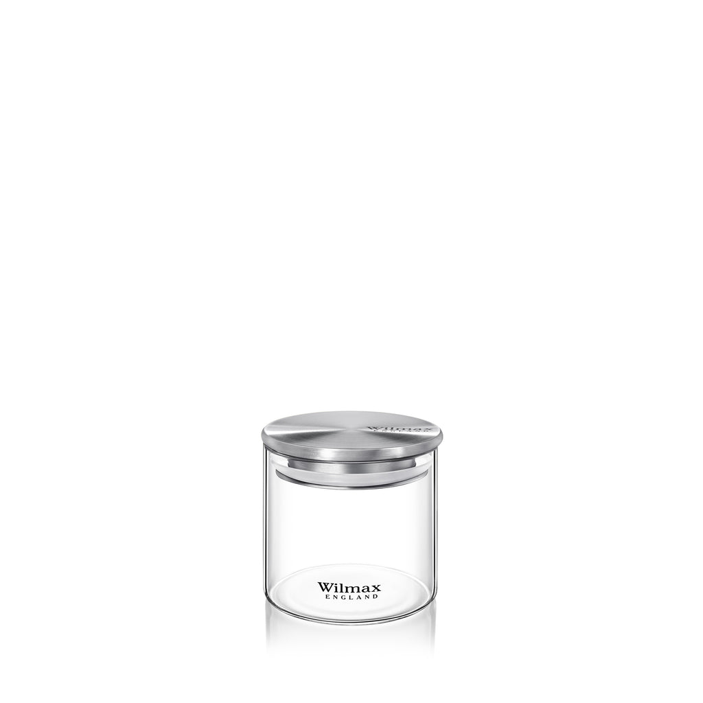 Wilmax Vorratsglas 600 ml mit Edelstahl Deckel Transparent WL-888512/A