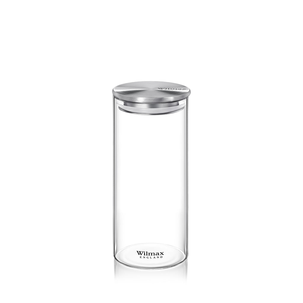 Wilmax Vorratsglas 1500 ml mit Edelstahl Deckel Transparent WL-888517/A