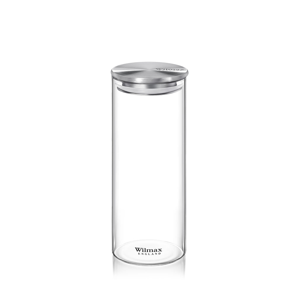 Wilmax Vorratsglas 1600 ml mit Edelstahl Deckel Transparent WL-888518/A