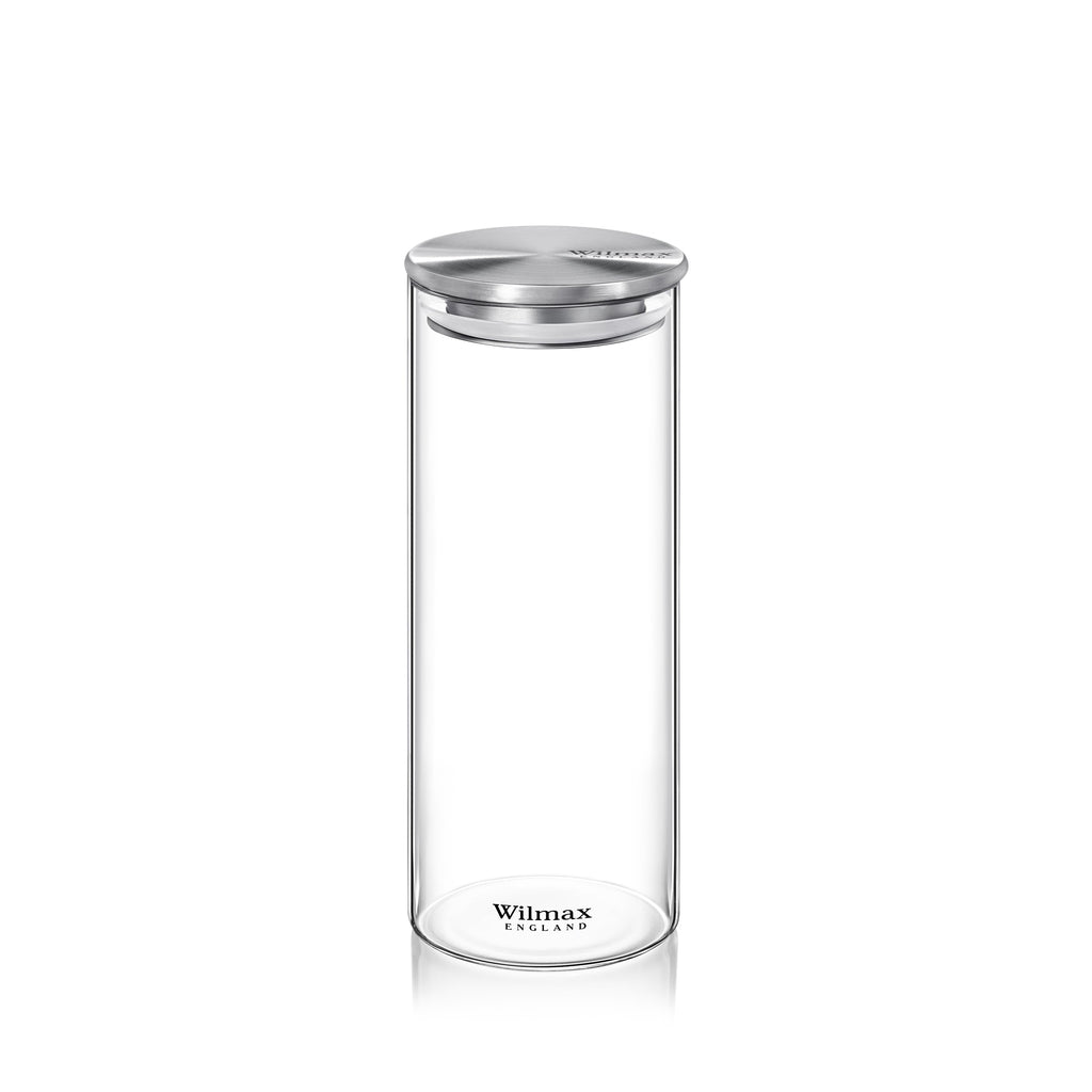 Wilmax Vorratsglas 1600 ml mit Edelstahldeckel Transparent