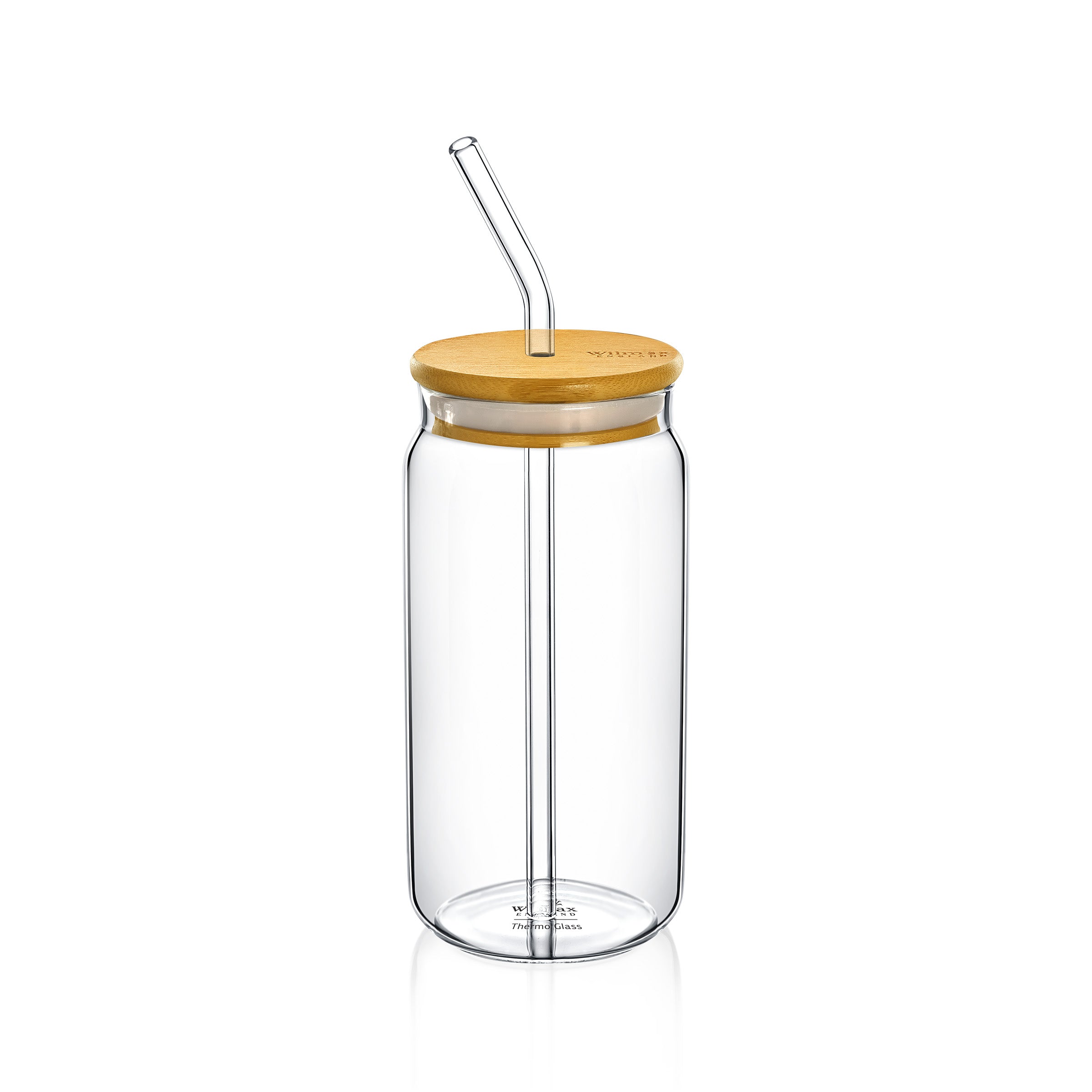 Wilmax Glas mit Deckel & Trinkhalm, 500 ml, Thermoglas – WL‑888610/A