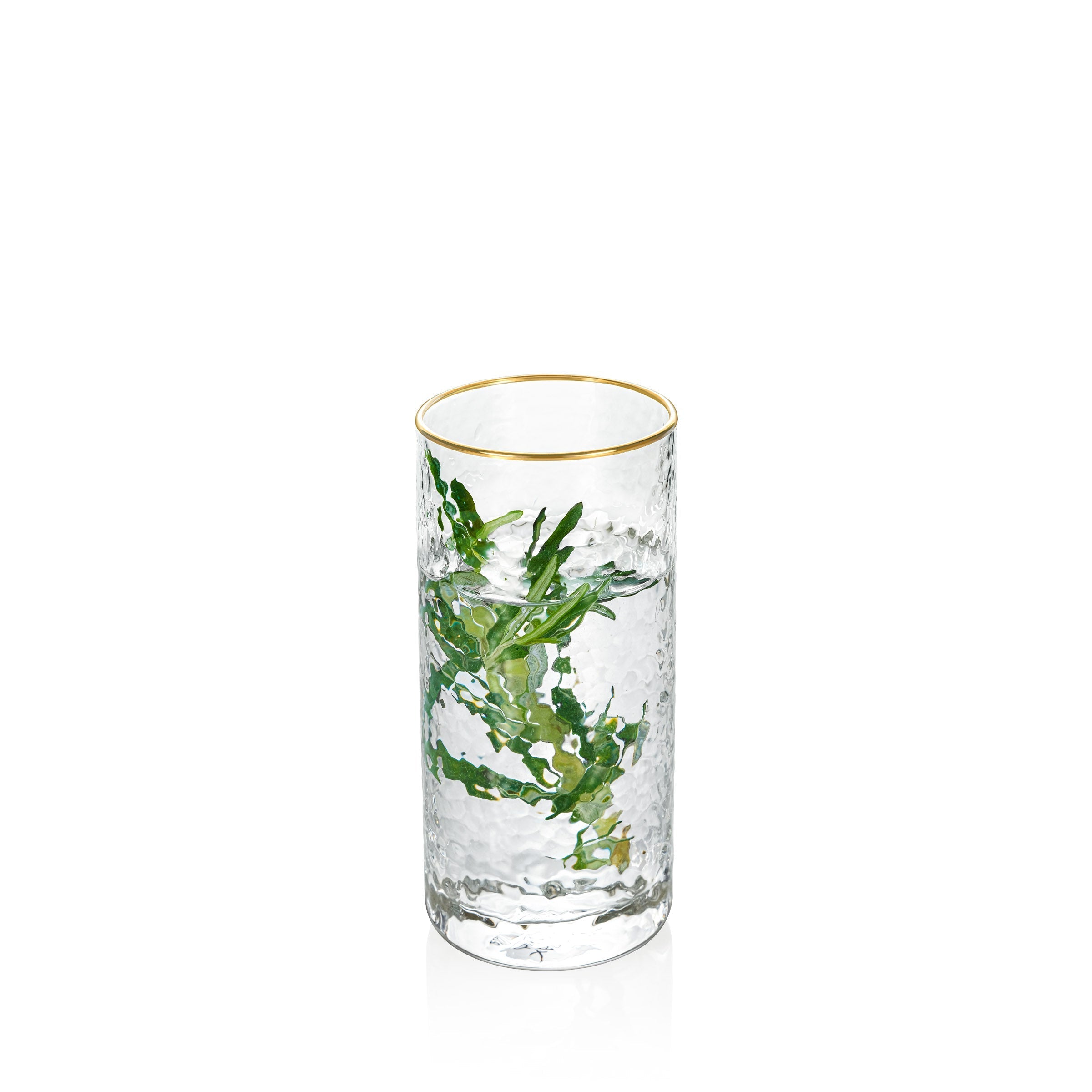 Wilmax Gehämmertes Glas 290 ml Transparent mit Goldrand aus Borosilikatglas