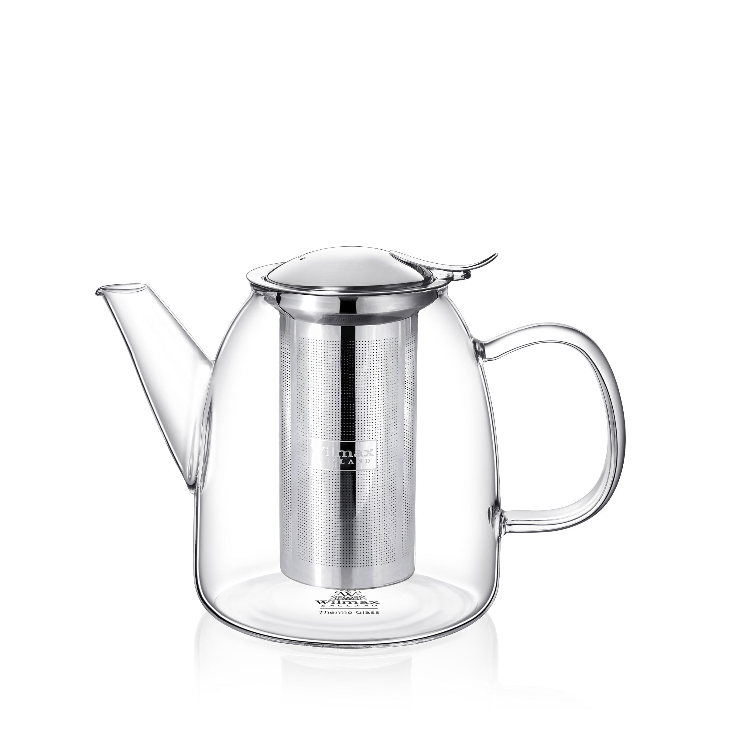 Wilmax | Teekanne Glas mit Siebeinsatz 950 ML | Tea pot | Kanne mit Edelstahl Deckel | Glaskanne für Teeblumen | Teezubereiter für losen Tee | Spülmaschinenfest | Hitzebeständig