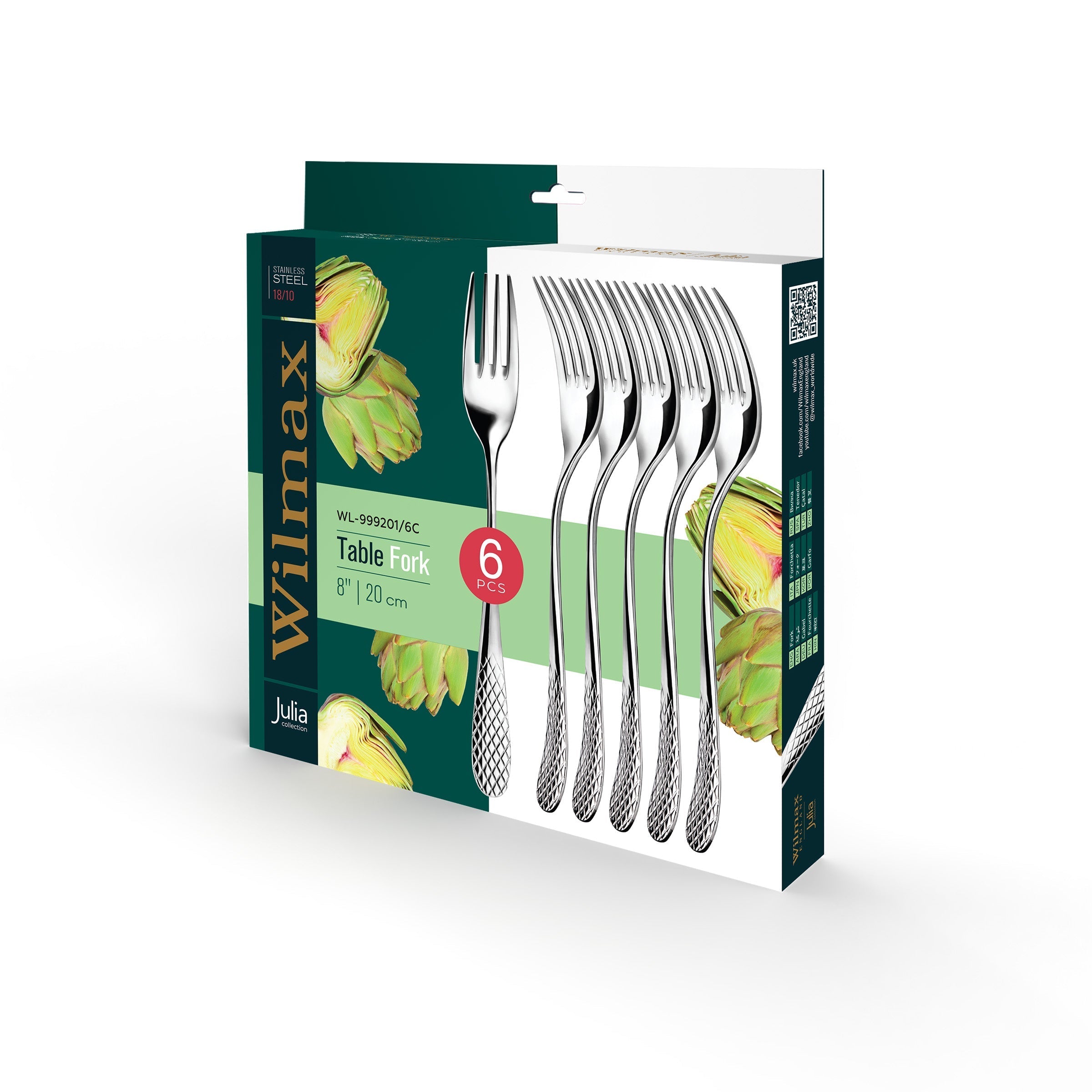 Wilmax Tafelgabel 20 cm 2er-Set Silber aus Edelstahl