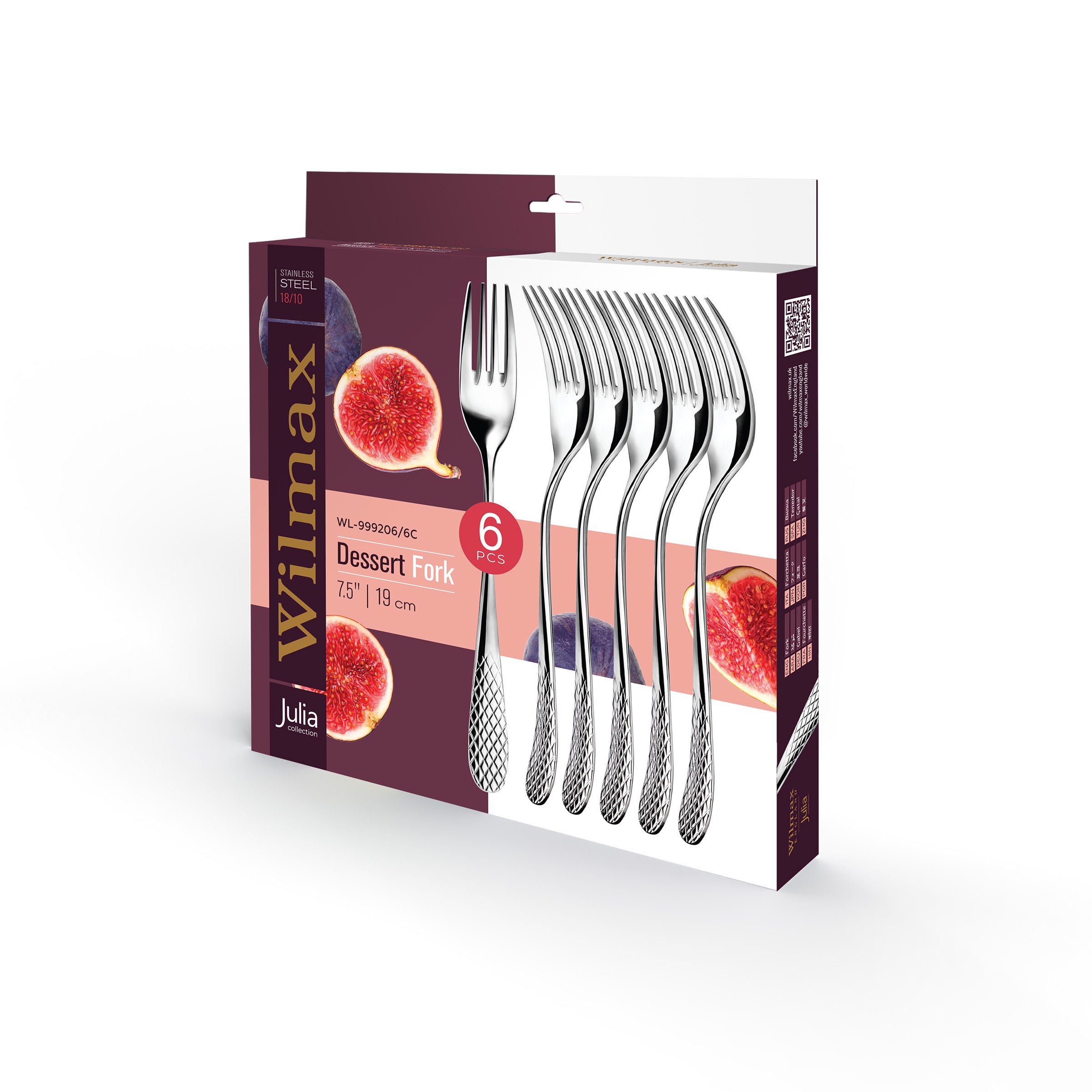 Wilmax Dessertgabel Set 6 Stück 19 cm Edelstahl Geschenkbox WL-999206/6C