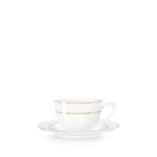Wilmax Cappuccinotasse mit Untertasse 170 ml Weiß Goldrand Porzellan 6er Set WL-880102402/AB6