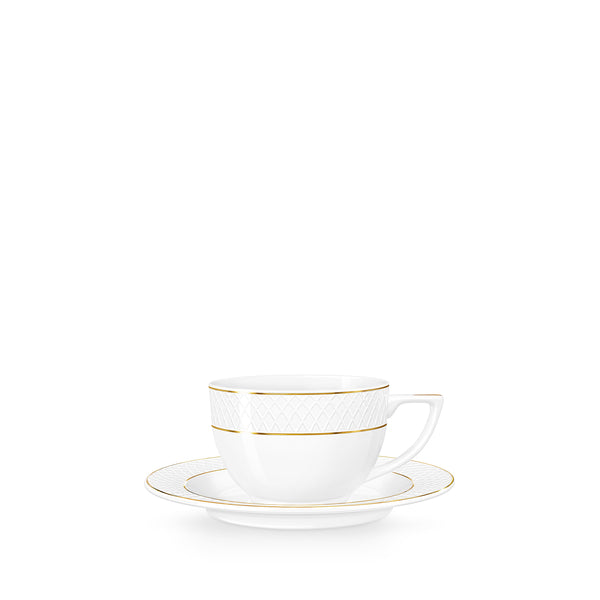 Cappuccino Tasse & Untertasse Weiß mit Goldrand 170 ml WL‑880102402/AB