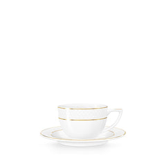 Cappuccino Tasse & Untertasse Weiß mit Goldrand 170 ml WL‑880102402/AB